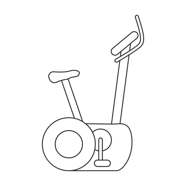 Fahrrad Übungs Vektor Umriss Symbol. Velosimulator zur Vektorillustration auf weißem Hintergrund. Vereinzelte Umrisse illustrieren Ikone des Fitness-Bikes. — Stockvektor