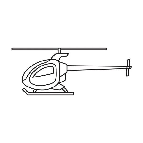 直升机矢量轮廓图标.白色背景上的矢量图解复制器。直升机的孤立轮廓说明图标. — 图库矢量图片