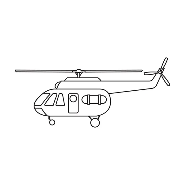 Ícone de contorno de vetor de helicóptero. Copter de ilustração vetorial sobre fundo branco. Ícone de ilustração de contorno isolado de helicóptero. — Vetor de Stock