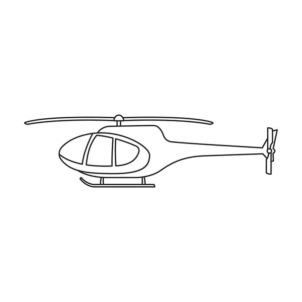直升机矢量轮廓图标.白色背景上的矢量图解复制器。直升机的孤立轮廓说明图标. — 图库矢量图片