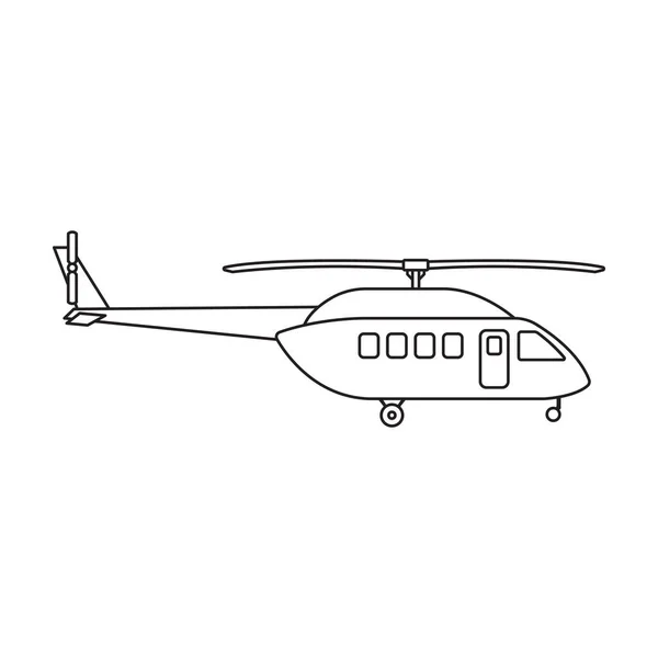 Ícone de contorno de vetor de helicóptero. Copter de ilustração vetorial sobre fundo branco. Ícone de ilustração de contorno isolado de helicóptero. — Vetor de Stock