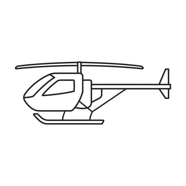 Ícone de contorno de vetor de helicóptero. Copter de ilustração vetorial sobre fundo branco. Ícone de ilustração de contorno isolado de helicóptero. — Vetor de Stock