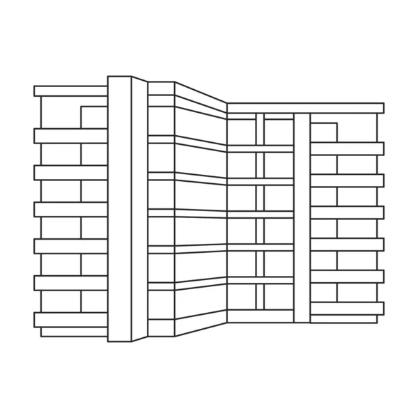 Construcción de alto icono de contorno vectorial. Rascacielos de ilustración vectorial sobre fondo blanco. Icono de ilustración de esquema aislado de la construcción de alta . — Vector de stock