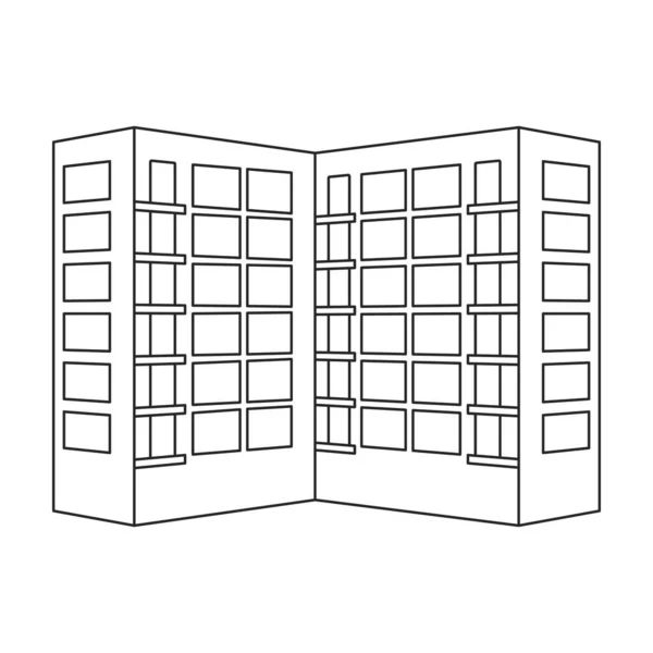 Construcción de alto icono de contorno vectorial. Rascacielos de ilustración vectorial sobre fondo blanco. Icono de ilustración de esquema aislado de la construcción de alta . — Vector de stock