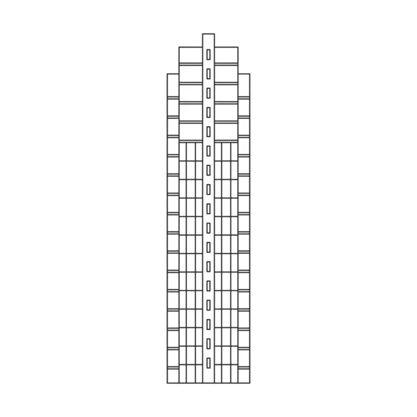 Construcción de alto icono de contorno vectorial. Rascacielos de ilustración vectorial sobre fondo blanco. Icono de ilustración de esquema aislado de la construcción de alta . — Archivo Imágenes Vectoriales