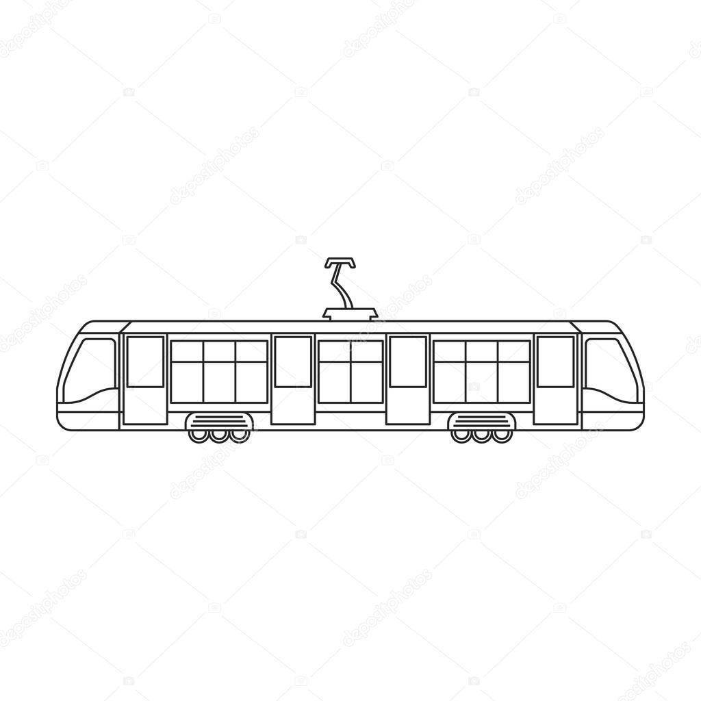 Tram vector outline icon. Vector illustration train on white background. Isolated outline illustration logo of tram .