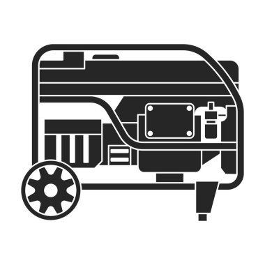 Jeneratör vektör simgesi. Siyah vektör simgesi beyaz arkaplan jeneratöründe izole edildi.