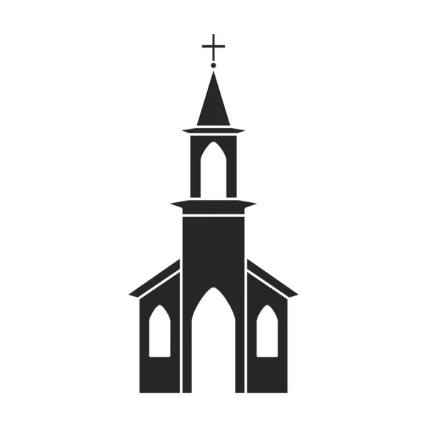 Kilise vektör simgesi. Siyah vektör simgesi beyaz arka plan kilisesinde izole edilmiş..