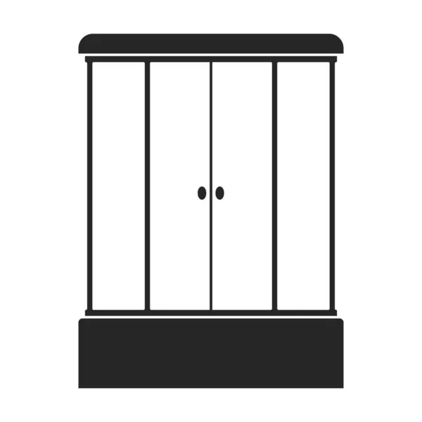 Cabine de chuveiro ícone vetor icon.Black vetor isolado na cabine de chuveiro de fundo branco. — Vetor de Stock
