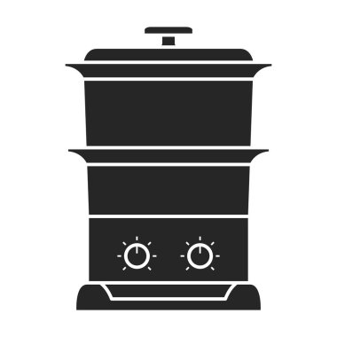 Çift kazan vektör simgesi. Siyah vektör simgesi beyaz arka planda çift kazanda izole edildi.