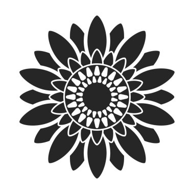 Ayçiçeği vektör simgesi. Siyah vektör simgesi beyaz arkaplan ayçiçeğinde izole edildi.