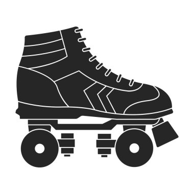 Paten kayma vektörü simgesi. Siyah vektör simgesi beyaz paten üzerinde izole edildi.