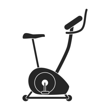 Siyah bisiklet vektörü ikonunu çalıştır. İzole edilmiş siyah illüstrasyon ikonu fitness bisikleti. Beyaz arkaplanda vektör illüstrasyon egzersiz bisikleti.
