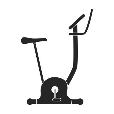Siyah bisiklet vektörü ikonunu çalıştır. İzole edilmiş siyah illüstrasyon ikonu fitness bisikleti. Beyaz arkaplanda vektör illüstrasyon egzersiz bisikleti.