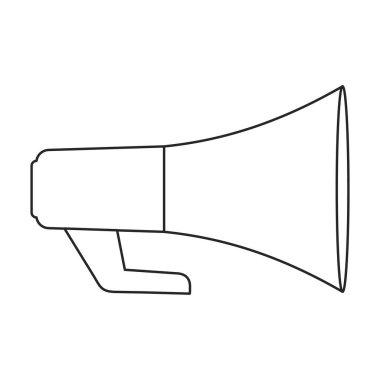 Hoparlör vektör simgesi. Taslak vektör simgesi beyaz arkaplan hoparlöründe izole edildi.