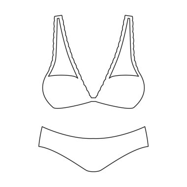 İç çamaşırı vektör simgesi. Beyaz arkaplan iç çamaşırında izole edilmiş dış hat vektör simgesi.