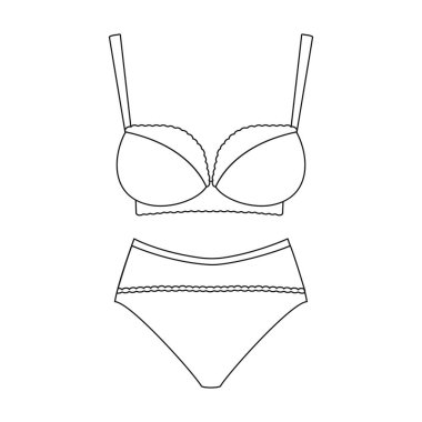 İç çamaşırı vektör simgesi. Beyaz arkaplan iç çamaşırında izole edilmiş dış hat vektör simgesi.