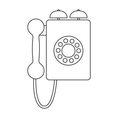 Retro telefon vektör simgesi. Taslak vektör simgesi beyaz arkaplan retro telefonunda izole edildi.