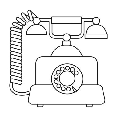 Retro telefon vektör simgesi. Taslak vektör simgesi beyaz arkaplan retro telefonunda izole edildi.