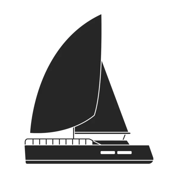 Sail yacht vector icon.Black vector icon isolated on white background sail yacht. — Stock Vector