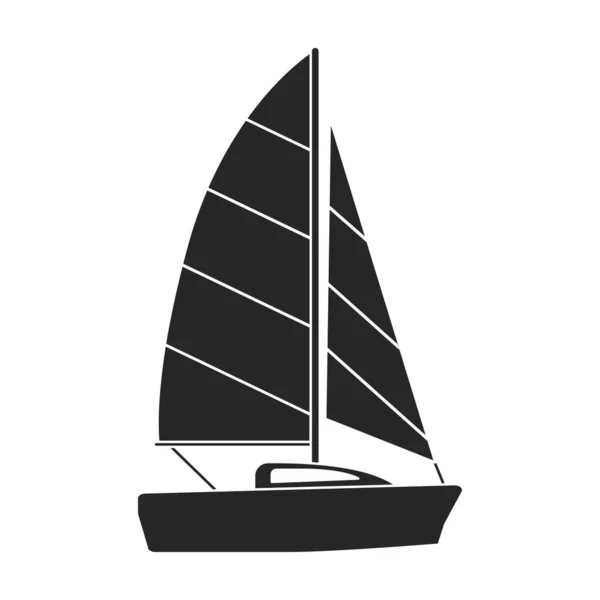 Vela yate vector icon.Black icono del vector aislado sobre fondo blanco yate de vela. — Archivo Imágenes Vectoriales