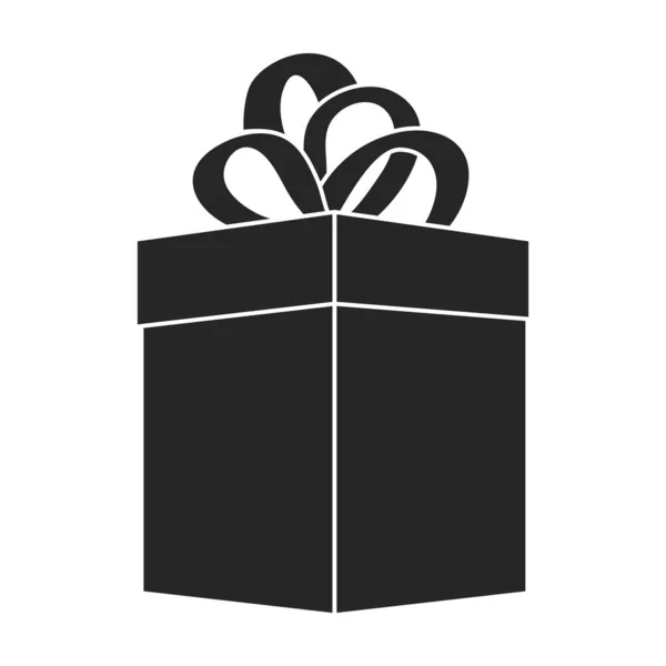 图像的礼盒黑色矢量。白色背景上礼盒礼物的孤立插图黑色。礼物盒的矢量图标。 . — 图库矢量图片