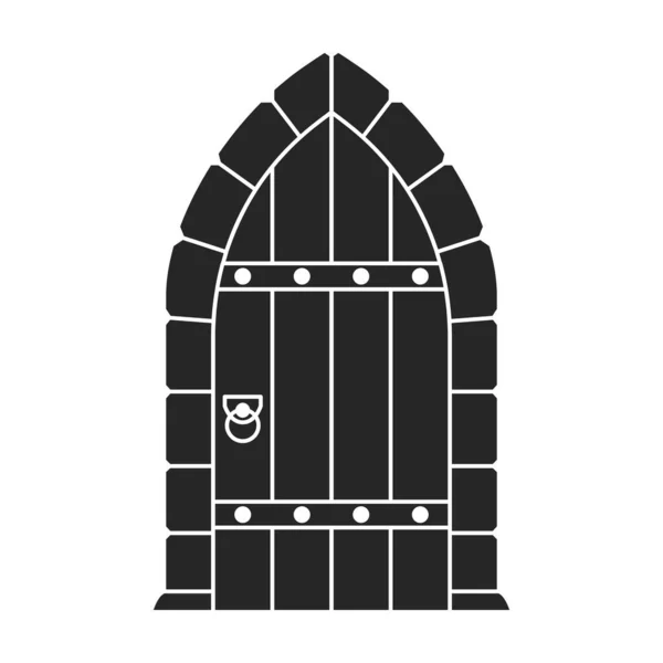 Puerta medieval vector icono negro. Ilustración vectorial puertas del castillo sobre fondo blanco. Icono de ilustración negro aislado puerta medieval. — Vector de stock