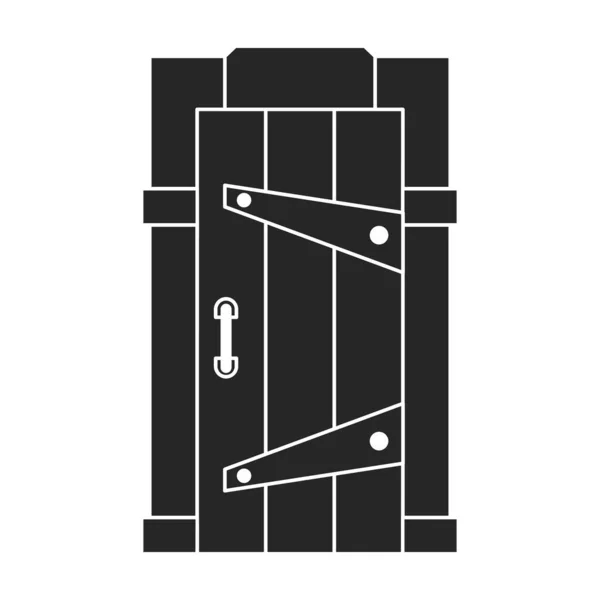 중세 문 벡터 블랙 아이콘. 벡터는 흰색 배경에 성의 문을 표시합니다. 격리 된 검은 삽화 아이콘 중세 문. — 스톡 벡터