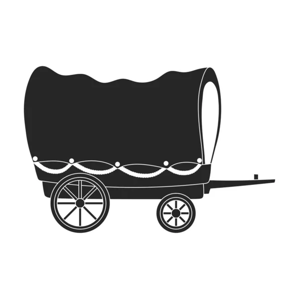 Wild West Wagon icona vettoriale nera. vettoriale nero illustrazione vecchia carrozza. Illustrazione isolata dell'icona selvaggia del carro ovest su sfondo bianco. — Vettoriale Stock