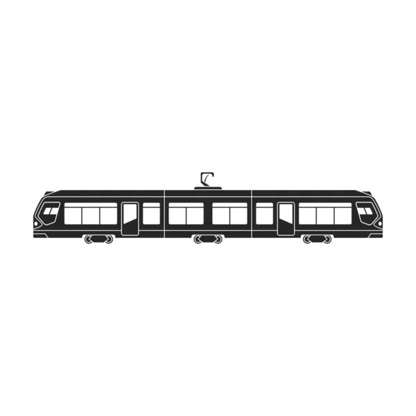 Tram vetor ícone icon.Black vetor isolado no eléctrico fundo branco. — Vetor de Stock