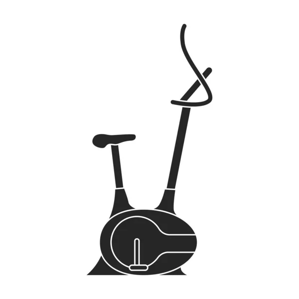 Oefen fiets vector zwart pictogram. Geïsoleerde zwarte illustratie icoon fitness fiets.Vector illustratie hometrainer op witte achtergrond. — Stockvector