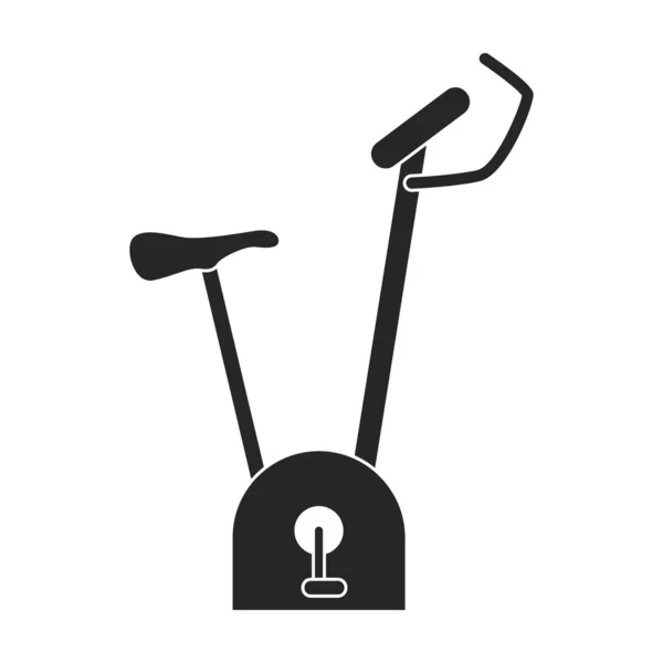 Oefen fiets vector zwart pictogram. Geïsoleerde zwarte illustratie icoon fitness fiets.Vector illustratie hometrainer op witte achtergrond. — Stockvector