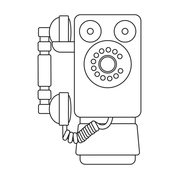 Icono de vector de teléfono retro. Icono de vector de contorno aislado en el teléfono retro de fondo blanco. — Archivo Imágenes Vectoriales