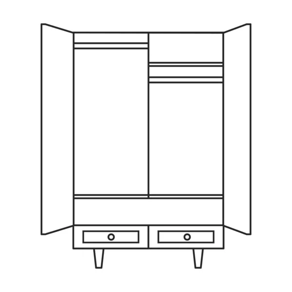 Icona vettoriale armadio. Icona vettoriale contorno isolato su armadio sfondo bianco . — Vettoriale Stock