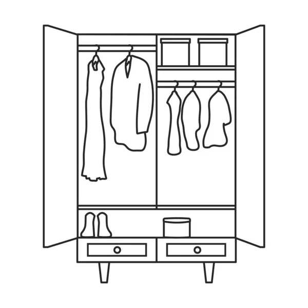 Ícone vetorial do armário icon.Outline vetor isolado no armário de fundo branco . —  Vetores de Stock