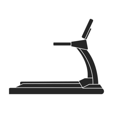 Koşu bandı vektör simgesi. Siyah vektör simgesi beyaz arka plan koşu bandında izole edildi.