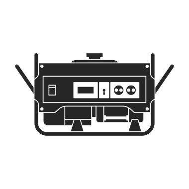 Jeneratör vektör simgesi. Siyah vektör simgesi beyaz arkaplan jeneratöründe izole edildi.