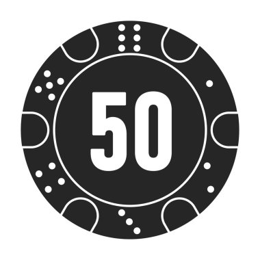 Kumarhane çipi vektör simgesi. Siyah vektör simgesi beyaz arka planda izole edilmiş..