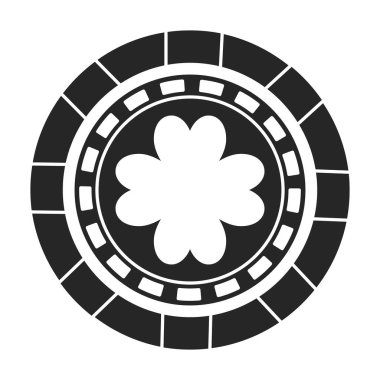 Kumarhane çipi vektör simgesi. Siyah vektör simgesi beyaz arka planda izole edilmiş..