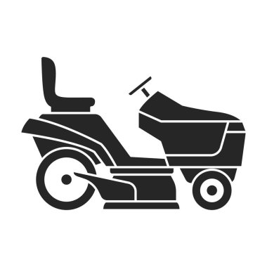 Çim biçme vektörü simgesi. Siyah vektör simgesi beyaz arka plan biçme makinesinde izole edildi.