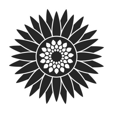 Ayçiçeği vektör simgesi. Siyah vektör simgesi beyaz arkaplan ayçiçeğinde izole edildi.