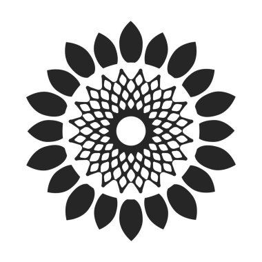 Ayçiçeği vektör simgesi. Siyah vektör simgesi beyaz arkaplan ayçiçeğinde izole edildi.