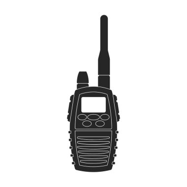 Telsiz talkie vektör simgesi. Siyah vektör simgesi beyaz arkaplan telsizinden izole edildi.