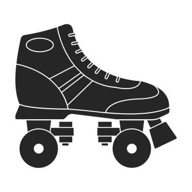 Paten kayma vektörü simgesi. Siyah vektör simgesi beyaz paten üzerinde izole edildi.