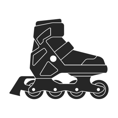 Paten kayma vektörü simgesi. Siyah vektör simgesi beyaz paten üzerinde izole edildi.