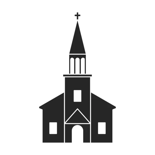 Kerk vector icon.Black vector pictogram geïsoleerd op witte achtergrond kerk. — Stockvector