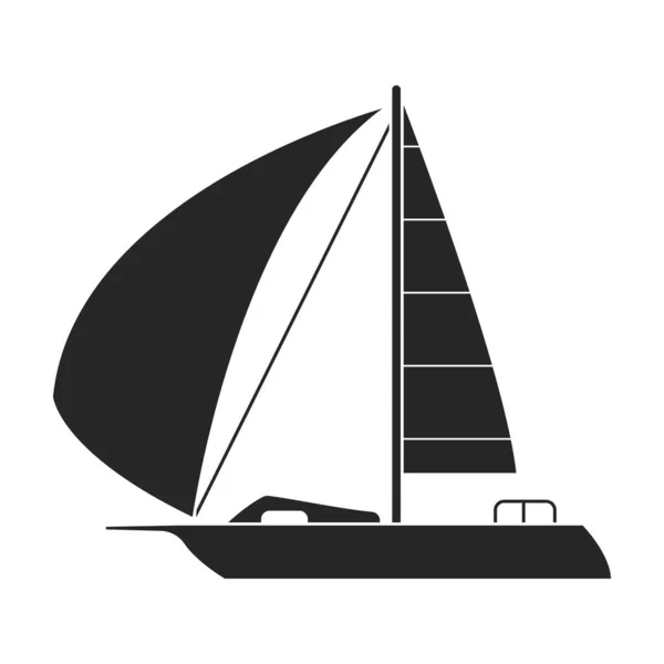 Sail yacht vector icon.Black vector icon isolated on white background sail yacht. — Stock Vector