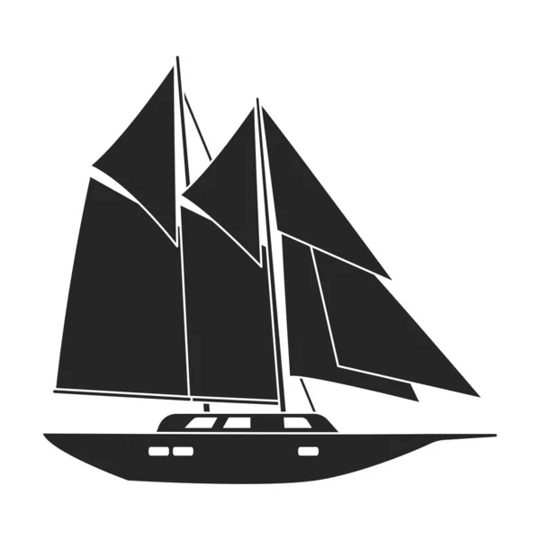 Sail yacht vector icon.Black vector icon isolated on white background sail yacht. — Stock Vector