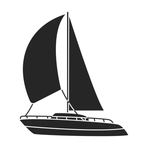 Sail yacht vector icon.Black vector icon isolated on white background sail yacht. — Stock Vector