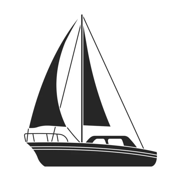 Sail yacht vector icon.Black vector icon isolated on white background sail yacht. — Stock Vector